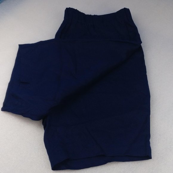 Navy Blue Linen Shorts 100% LINEN Pull On Elastic Waist, High Rise with Pockets - Picture 2 of 10